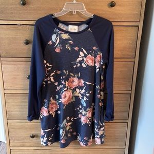 Navy Floral Ella Mara Sweater Dress
